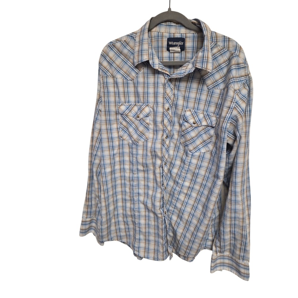 Wrangler Plaid Western Shirt Long Sleeve‎ Button Up Cowboy XL/XG/TG